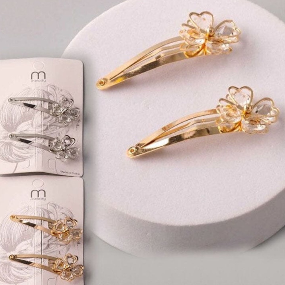 🏷️ Shamrock Hair Clips with Crystals